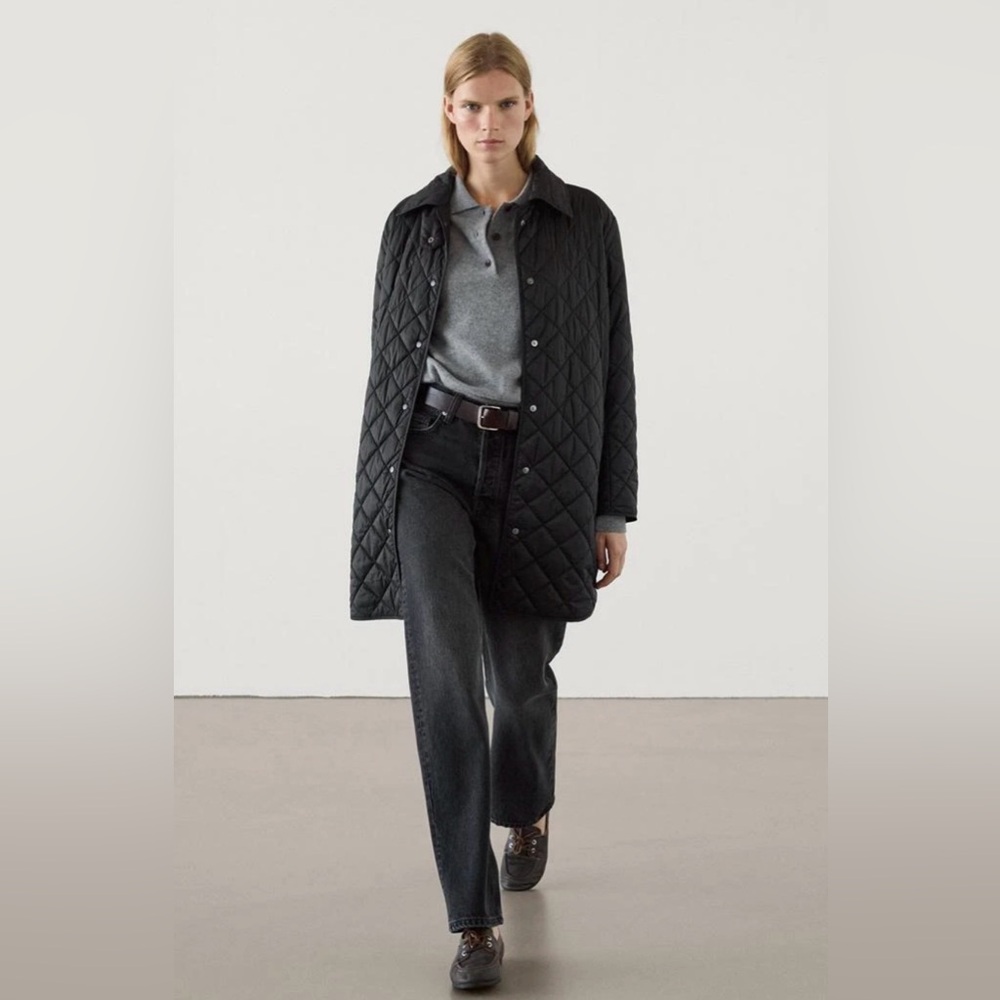 Massimo Dutti Black Quilted Jacket